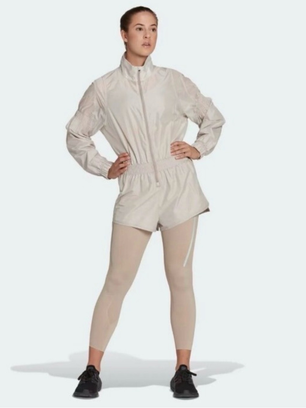 Light Beige Women's Athletic Romper Jacket